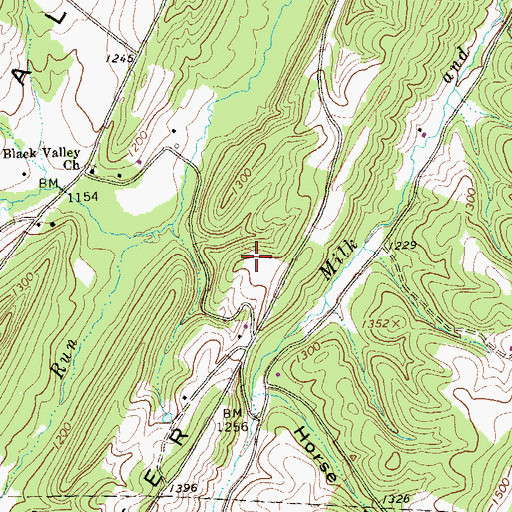 Topographic Map of Milk and Water Ridge, PA