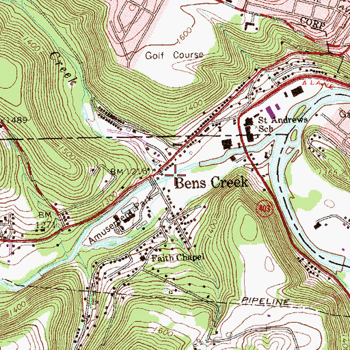 Topographic Map of Mill Creek, PA