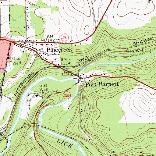 Topographic Map of Mill Creek, PA
