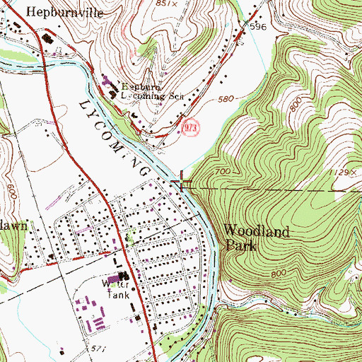 Topographic Map of Mill Creek, PA