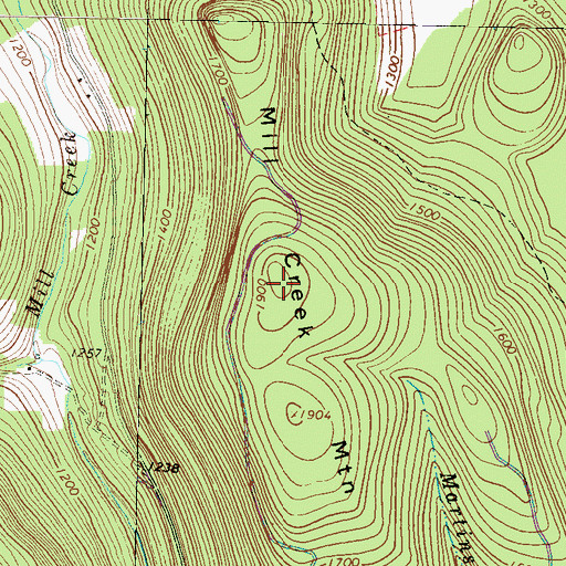 Topographic Map of Mill Creek Mountain, PA