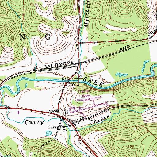 Topographic Map of Mitchell Run, PA