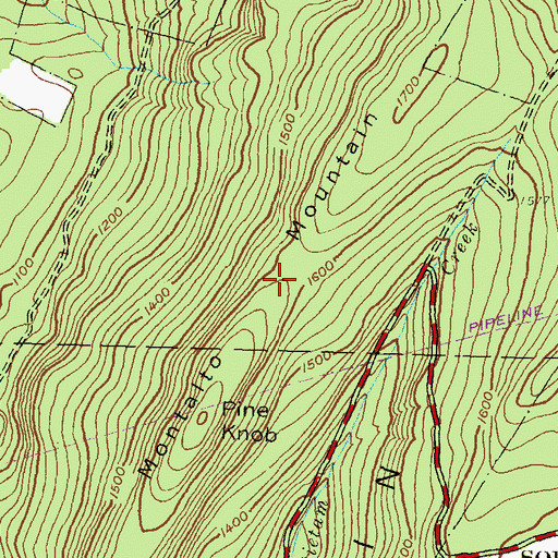 Topographic Map of Montalto Mountain, PA