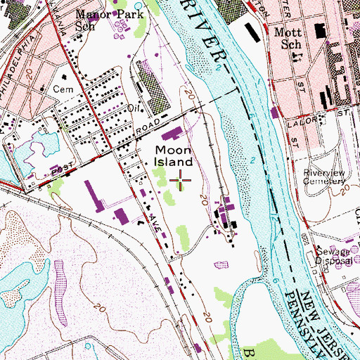 Topographic Map of Moon Island, PA