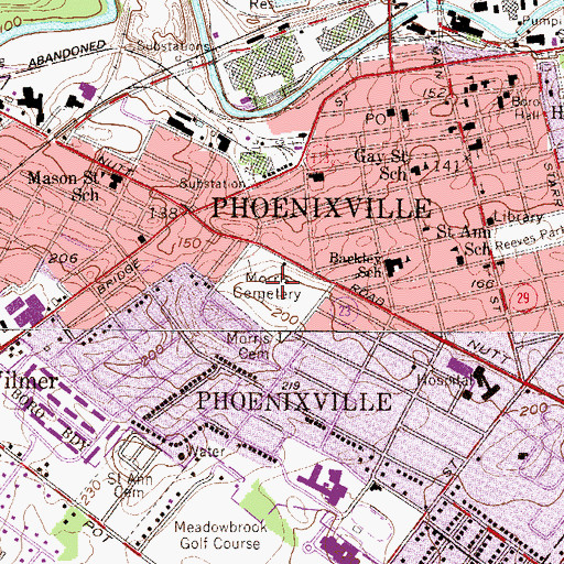 Topographic Map of Morris Cemetery, PA