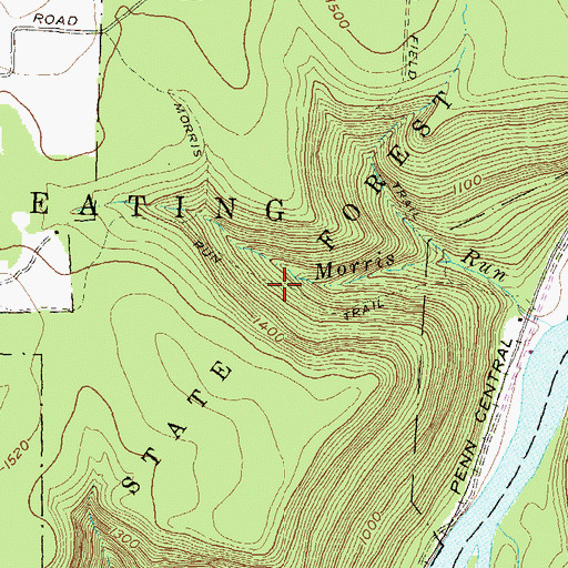 Topographic Map of Morris Run Trail, PA