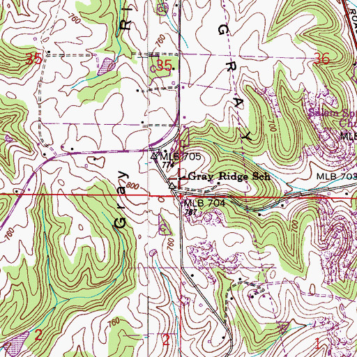 Topographic Map of Gray Ridge School, AL