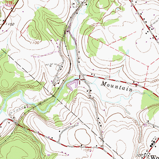 Topographic Map of Mountain Creek, PA