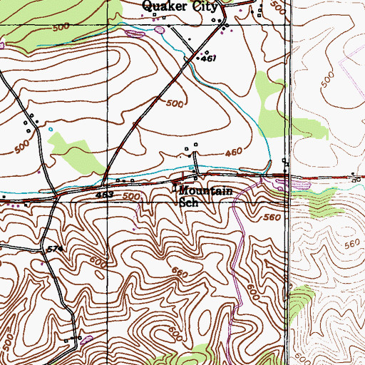 Topographic Map of Mountain School, PA