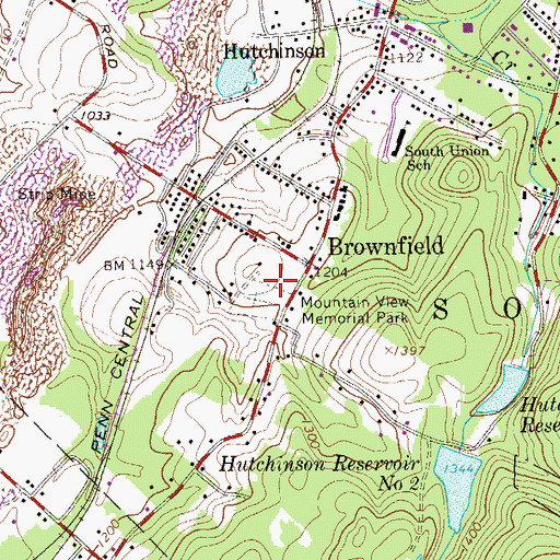Topographic Map of Mountain View Memorial Park, PA