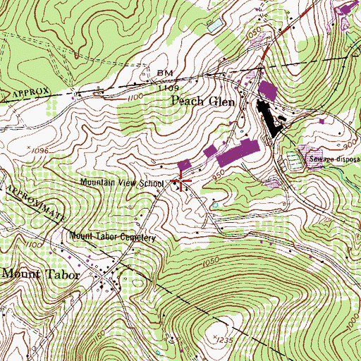 Topographic Map of Mountain View School, PA