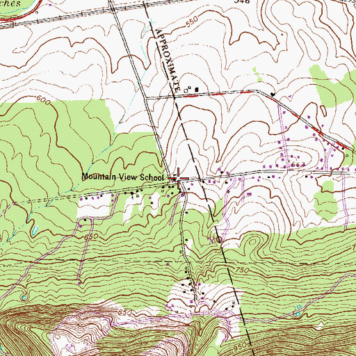 Topographic Map of Mountain View School, PA