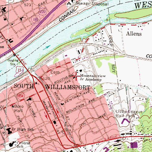 Topographic Map of Mountainview Junior Academy, PA