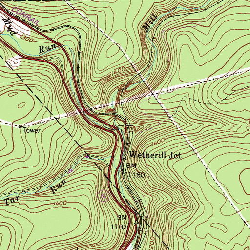 Topographic Map of Mud Run, PA