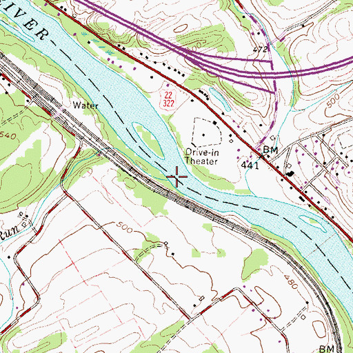 Topographic Map of Muddy Run, PA