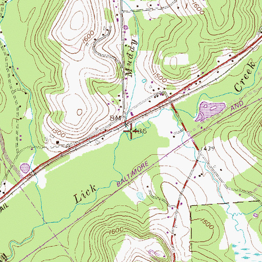 Topographic Map of Muddy Run, PA