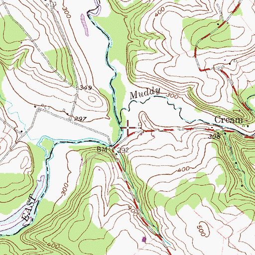Topographic Map of Muddy Run, PA