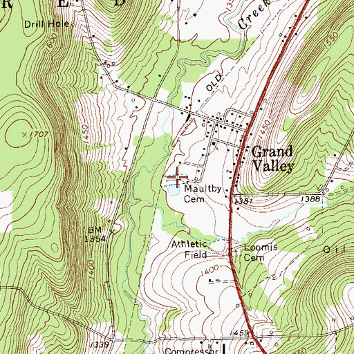 Topographic Map of Naultby Cemetery, PA