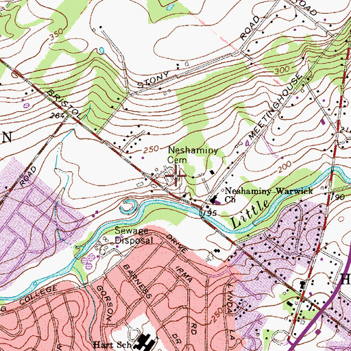Topographic Map of Neshaminy Cemetery, PA