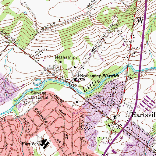 Topographic Map of Neshaminy-Warwick Church, PA
