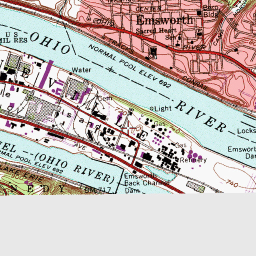 Topographic Map of Neville Island, PA