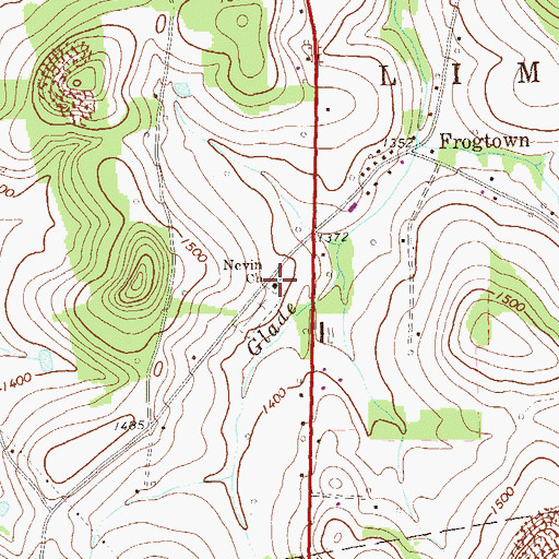 Topographic Map of Nevin Church, PA