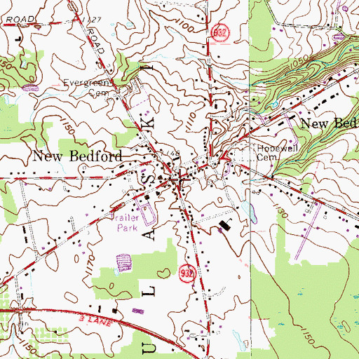 Topographic Map of New Bedford, PA