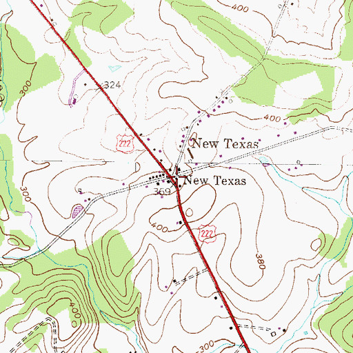 Topographic Map of New Texas, PA