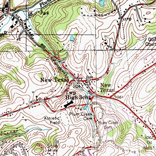 Topographic Map of New Texas, PA