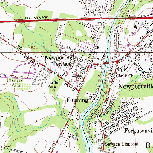 Topographic Map of Newportville Terrace, PA