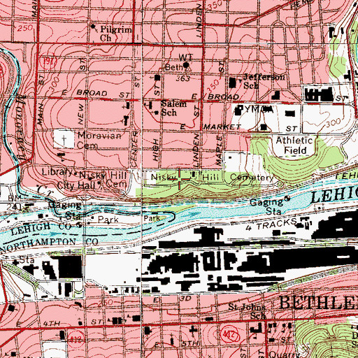 Topographic Map of Nisky Hill Cemetery, PA