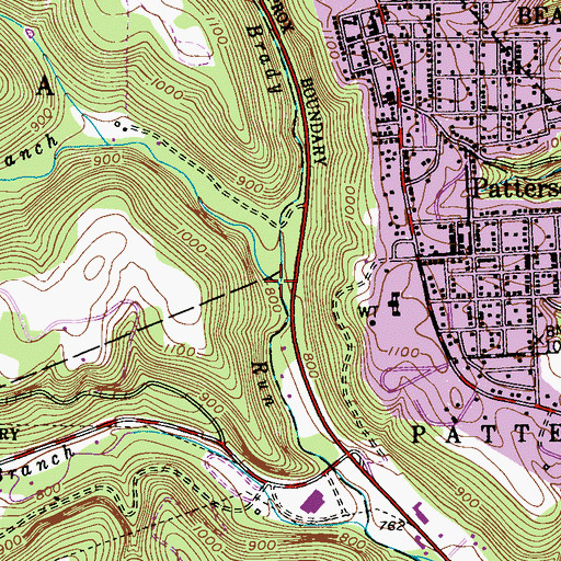 Topographic Map of North Branch Brady Run, PA