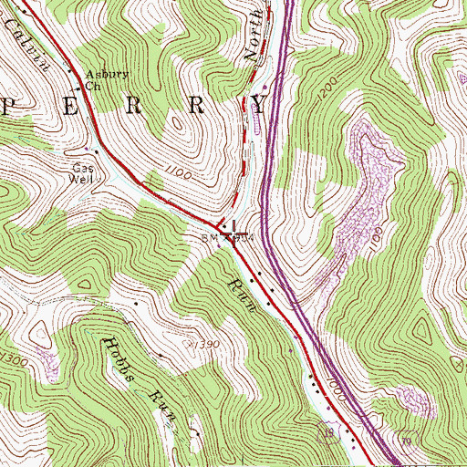 Topographic Map of North Branch Calvin Run, PA