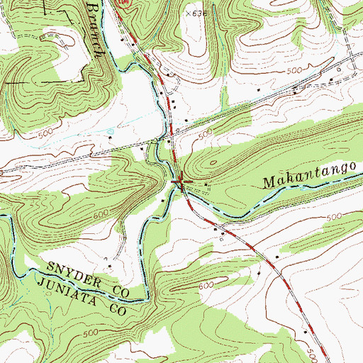 Topographic Map of North Branch Mahantango Creek, PA