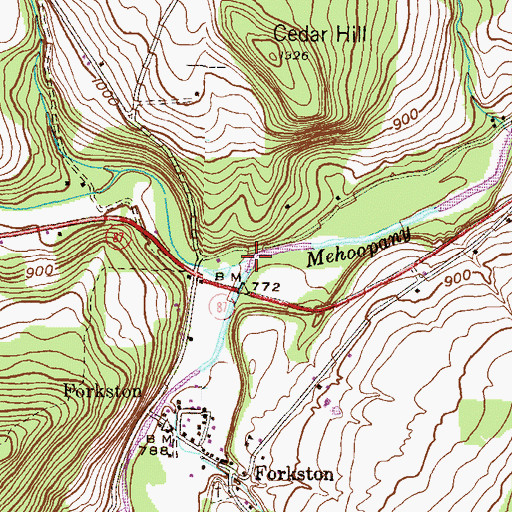 Topographic Map of North Branch Mehoopany Creek, PA
