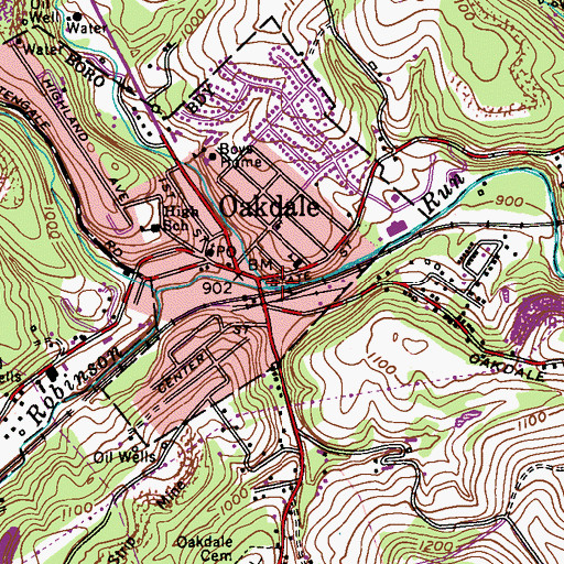 Topographic Map of North Branch Robinson Run, PA