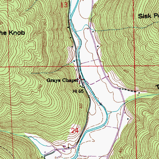 Topographic Map of Grays Chapel, AL