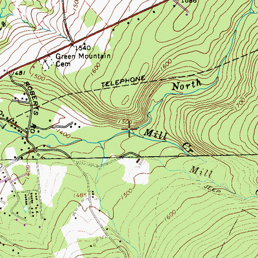 Topographic Map of North Fork Mill Creek, PA