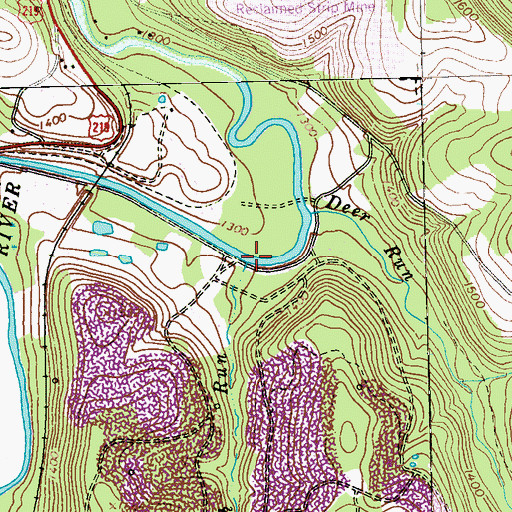 Topographic Map of North Run, PA