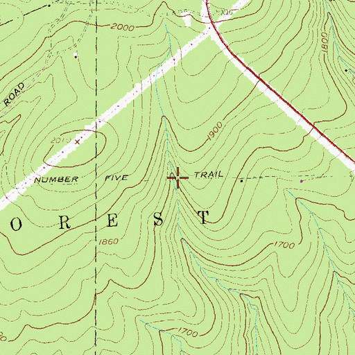Topographic Map of Number Five Trail, PA