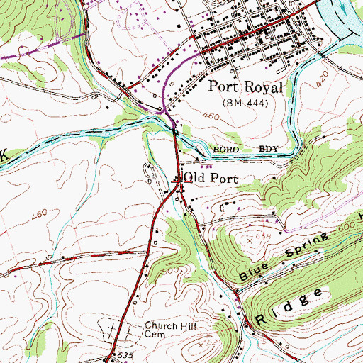 Topographic Map of Old Port, PA