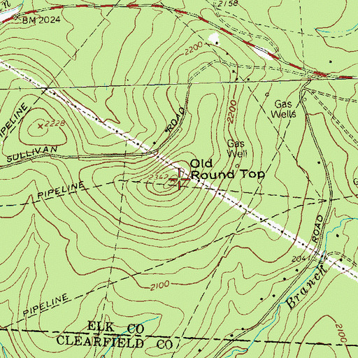 Topographic Map of Old Round Top, PA