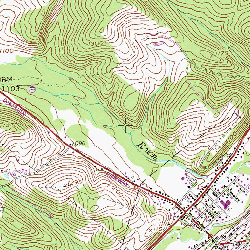 Topographic Map of Oliver Run, PA