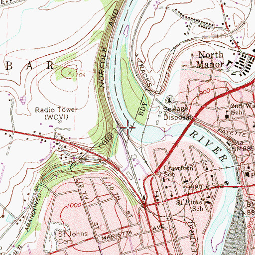 Topographic Map of Opossum Run, PA