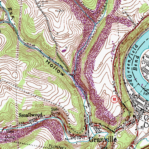 Topographic Map of Oregon Hollow, PA