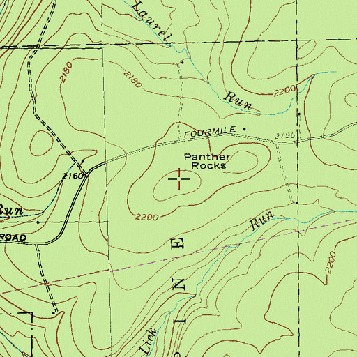 Topographic Map of Panther Rocks, PA