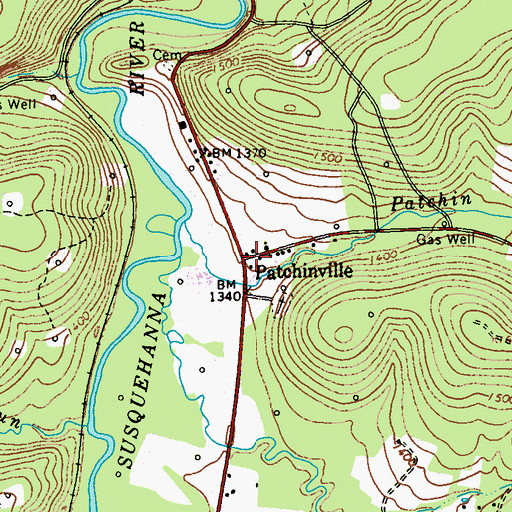 Topographic Map of Patchinville, PA