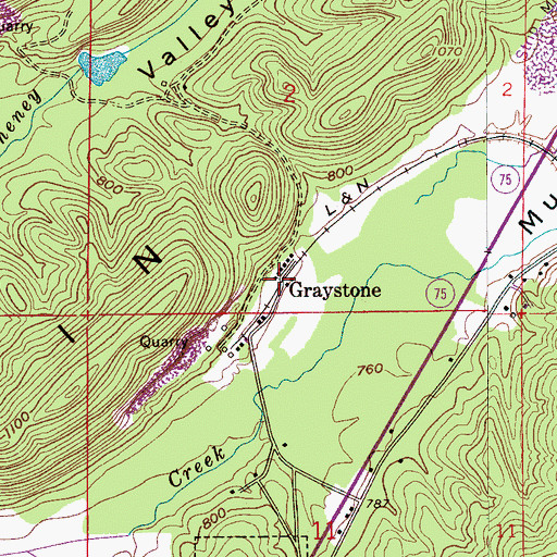 Topographic Map of Graystone, AL