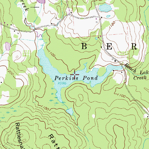 Topographic Map of Perkins Pond, PA