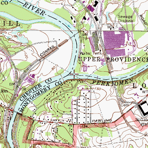 Topographic Map of Perkiomen Creek, PA